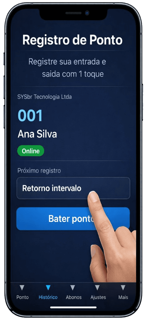 App SYSbr Ponto — tela de registro de ponto